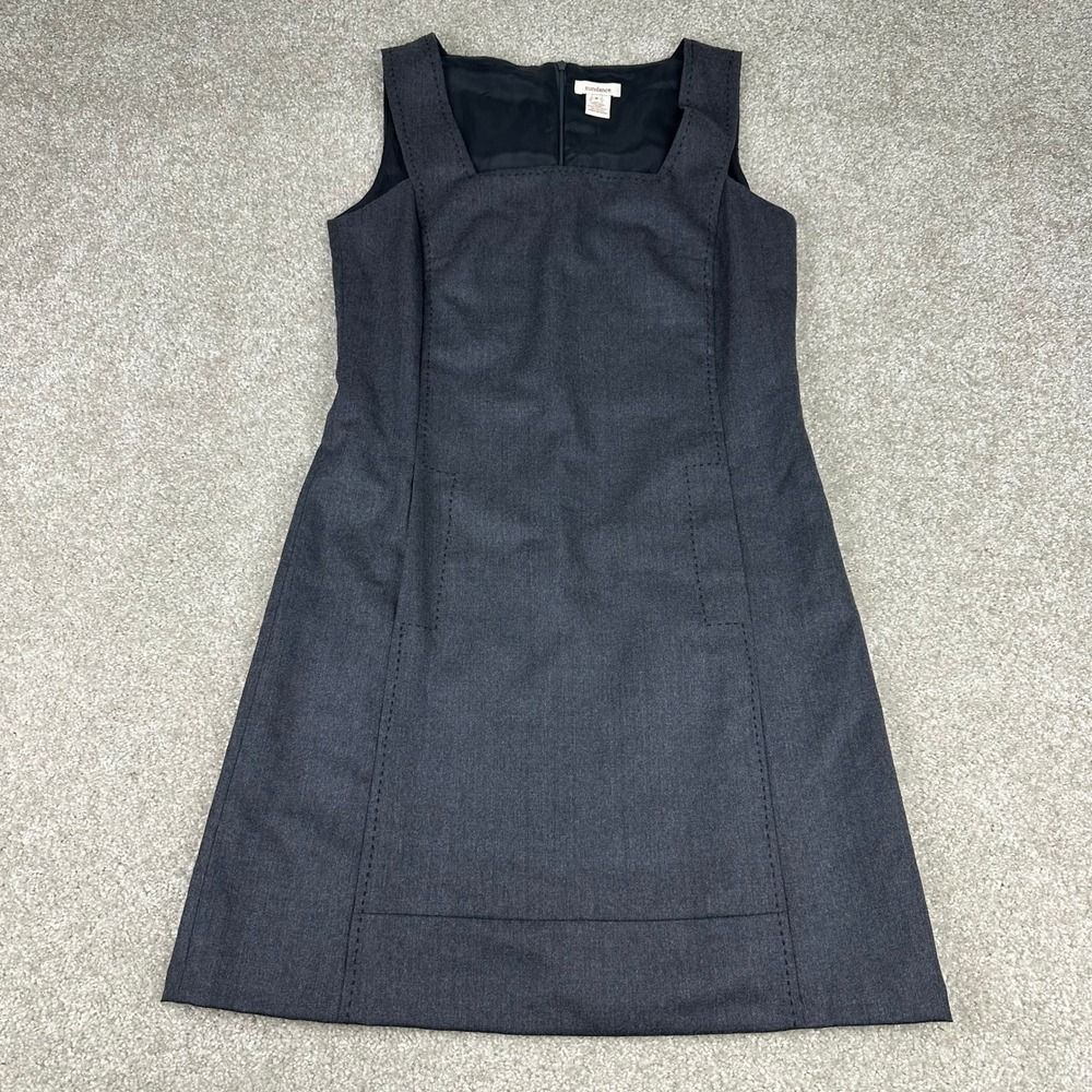 Sundance Wool Shift Dress Grey Sleeveless Square Neck Workwear Professional Sz 6